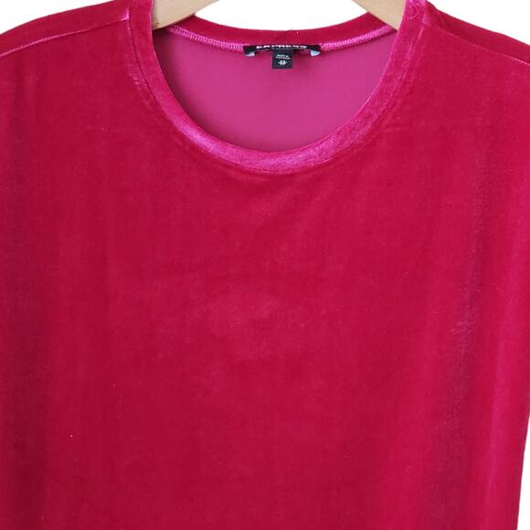 Express  Cranberry Velvet Tie Back Top XS NWT - Picture 3 of 5